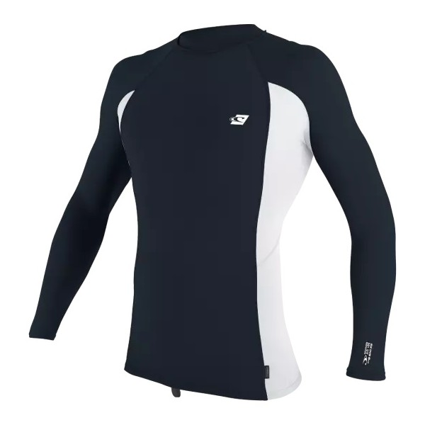 O'Neill Premium Skins Long Sleeve Mens Rash Guard in Slate / White